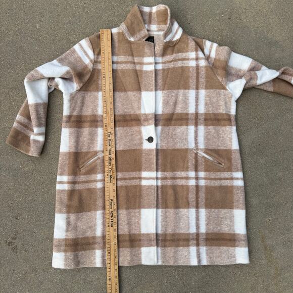 Rachel Zoe Brown Cream Plaid Print Peacoat Single Button Wool Blend 3X NWT - Picture 8 of 9